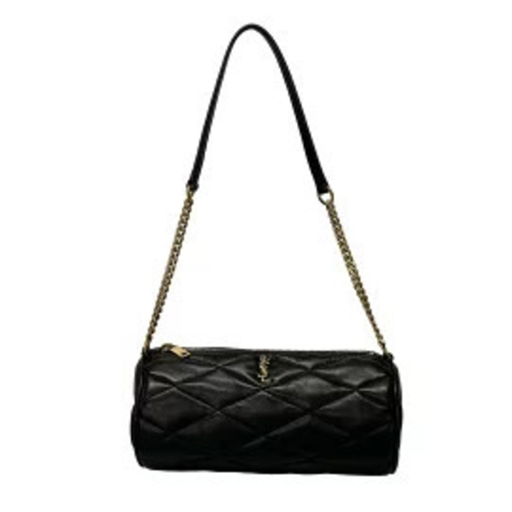SAINT LAURENT PARIS Sad Tube Bag Shoulder Chain Black Lambskin